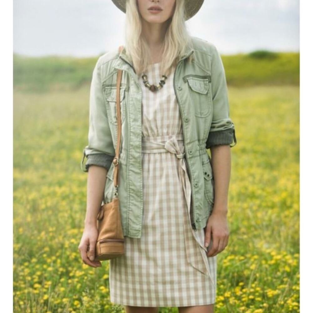 Anthropologie HD In Paris Ribboned Gingham Dress-MA1
